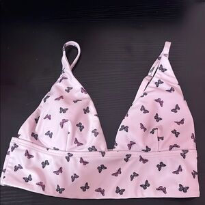 Pink Butterfly Print bikini top